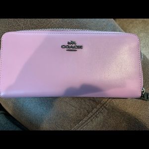 Coach leather accordion zip around wallet